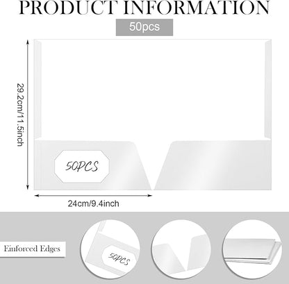 Jutom 50 Pcs 2 Pocket Glossy Paper Folders Glossy Paper Laminated Portfolios - Image 2