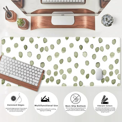 Cute Polka Dot Minimalist Green Keyboard Pad Simple & Atmospheric Desk Mat XL - Image 5