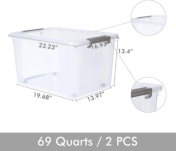 Citylife 69QT Plastic Storage Bins - Image 2