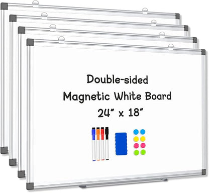 AMUSIGHT 4 Pack Double-Sided Magnetic Whiteboard, Aluminum Frame White Board by AMUSIGHT