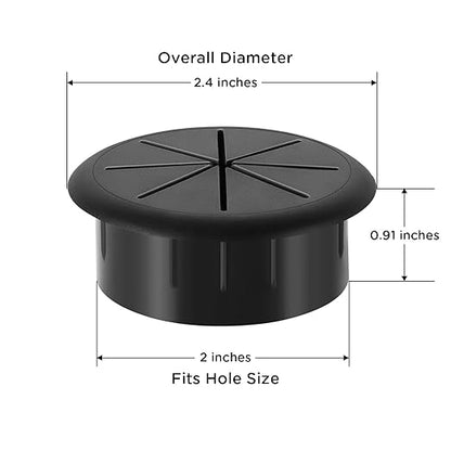 HYCC 2 Inch Desk Grommet Black, Desk Hole Cover - Image 4
