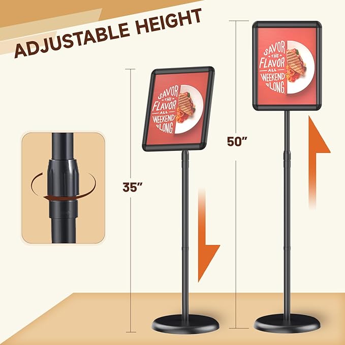 Newzueby Adjustable Pedestal Floor Stand Sign Holder - Image 3
