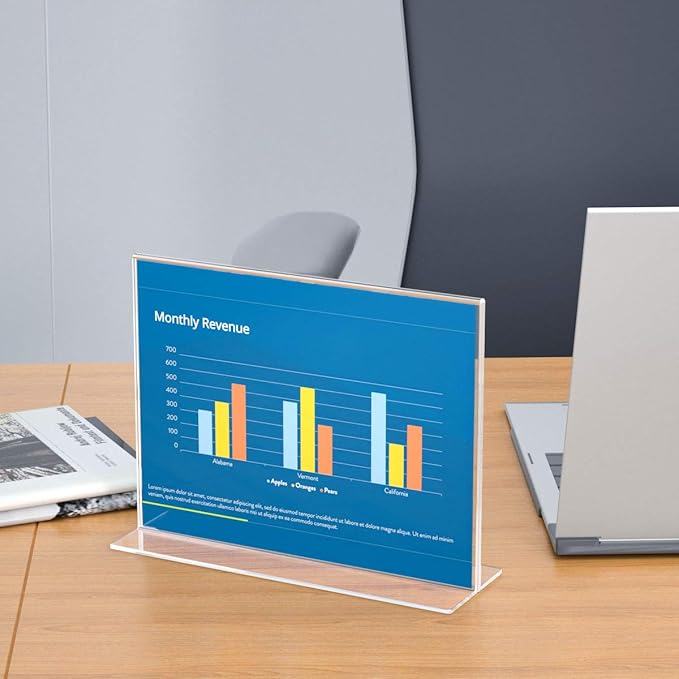 NIUBEE Acrylic Sign Holder 8.5x11 Inches 6 Pack Horizontal, T Shape Double - Image 8