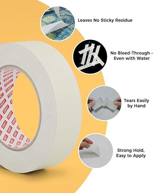 SWRT Masking Tape 1 Inch x 55 Yards – 4 Rolls, Strong Adhesive, Easy Tear - Image 4