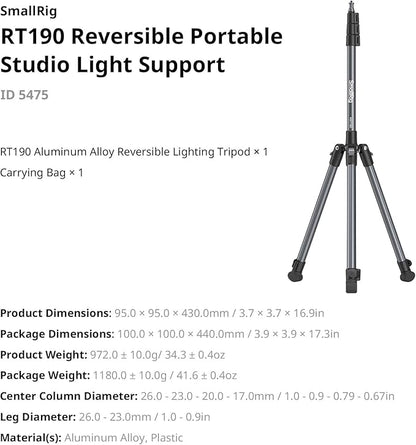 SMALLRIG 74.8"/ 6.23 ft Adjustable Light Stand Photography, Max Load 8.8 lb - Image 9