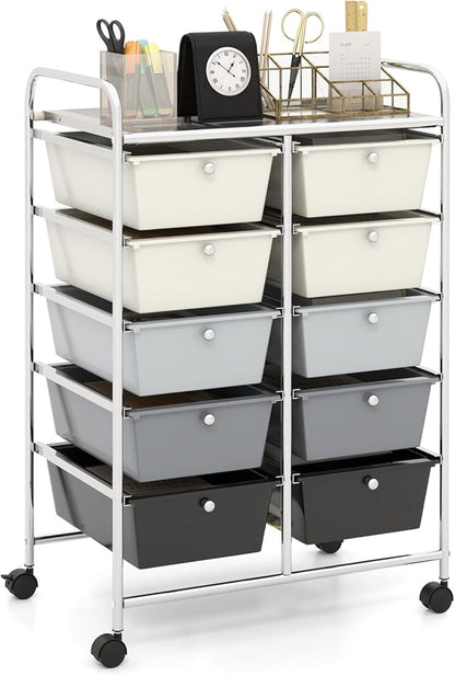 HAPPYGRILL 10-Drawer Rolling Storage Cart, Storage Organizer Cart by HAPPYGRILL