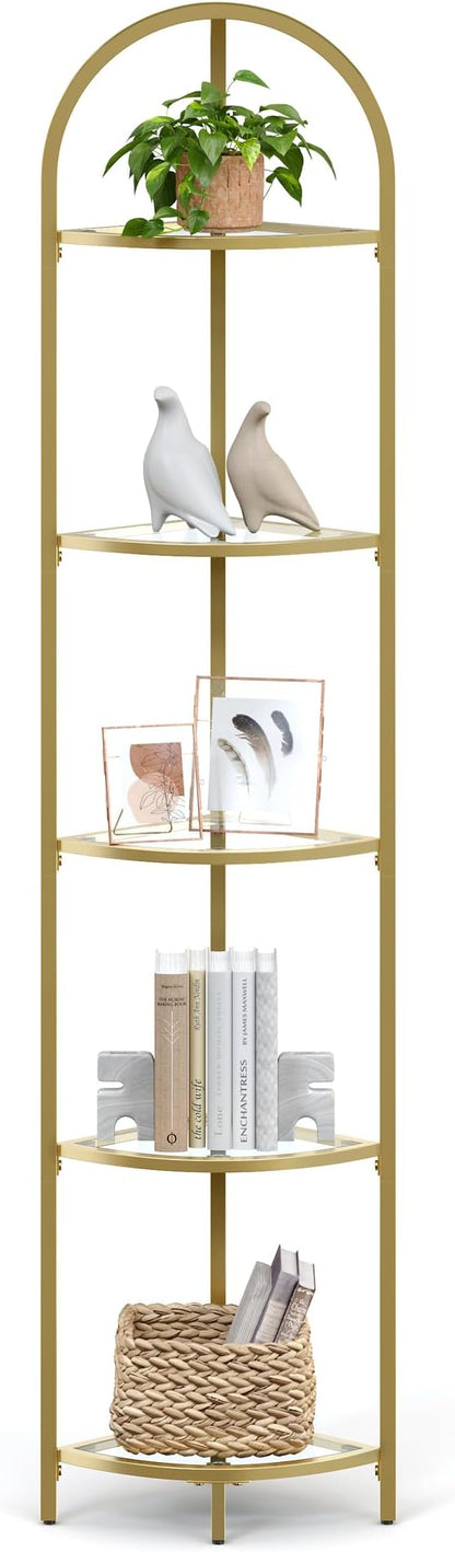 VASAGLE 5-Tier Corner Shelf Stand, Corner Bookshelf, Bathroom Organizer by VASAGLEbySONGMICSHOME