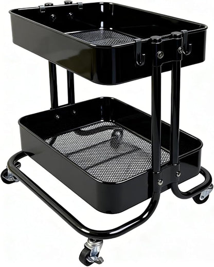 LiWNYRK 2 Tier Cart with Wheels Heavy Duty Metal Rolling Storage Cart by LIWNYRK