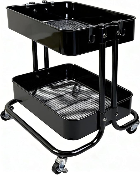 LiWNYRK 2 Tier Cart with Wheels Heavy Duty Metal Rolling Storage Cart by LIWNYRK