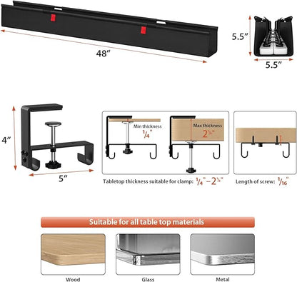 Univivi No Drill Under Desk Cable Management Tray, Clamp/Screw Mount Desk Cable - Image 4