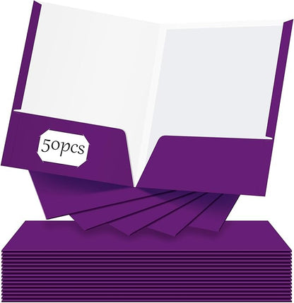 Jutom 50 Pcs 2 Pocket Glossy Paper Folders Glossy Paper Laminated Portfolios by Jutom