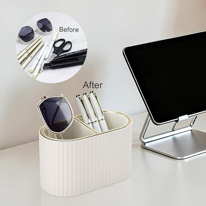 KINGFOM PU Leather Desk Organizer Pen Holder – Dual-Compartment Stylish Pencil - Image 9
