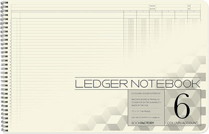 BookFactory Accounting Ledger Notebook/Large 6 Column Accounting Ledger by BookFactory