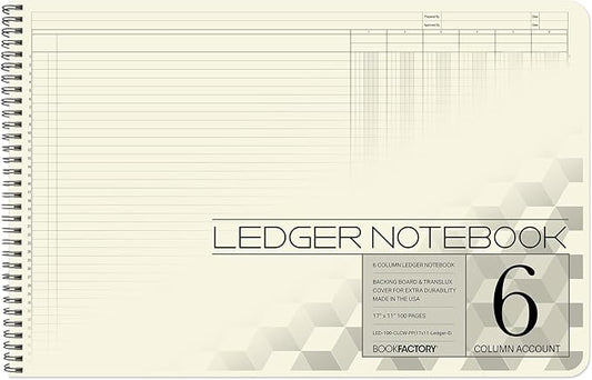 BookFactory Accounting Ledger Notebook/Large 6 Column Accounting Ledger by BookFactory