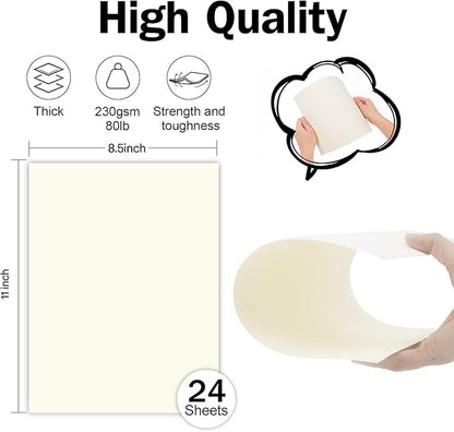 24 Sheets Cream Cardstock 8.5 x 11 Off White Paper, Goefun Ivory Card Stock - Image 2
