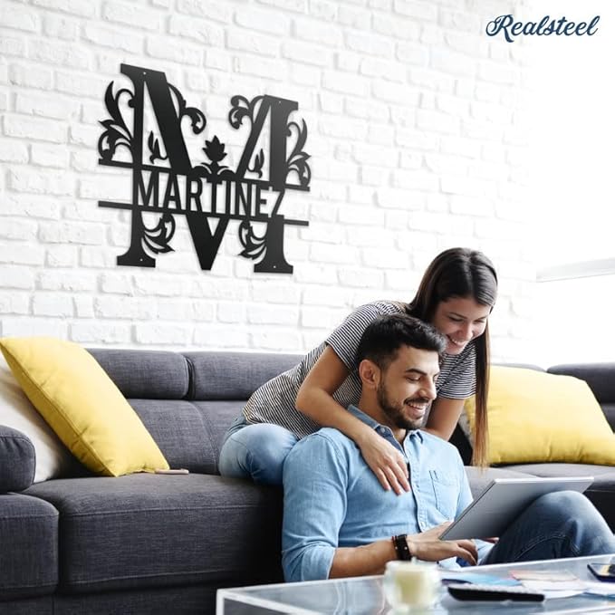 RealSteel Split Letter Name Monogram, Personalized Metal Sign, Custom Letter - Image 5