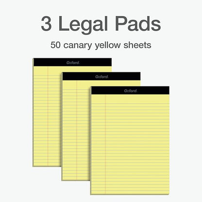 Oxford 8.5 x 11.75 Inch Legal Pads, 3 Pack, Wide Ruled on Both Sides, Canary - Image 6