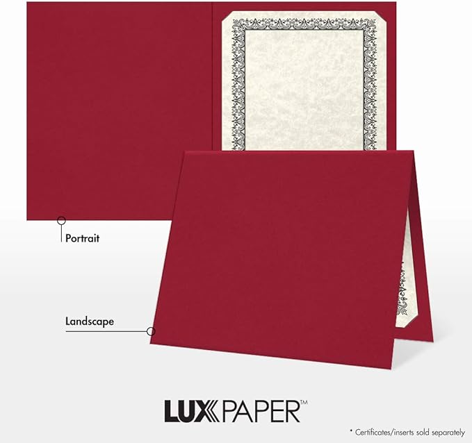 LUXPaper 9.5" x 12" Certificate Holders | Burgundy Linen | 100lb. Cover | 250 - Image 5