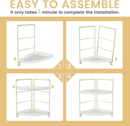 JANUS LiANG 2-Tier Corner Bathroom Countertop Organizer, Tiny Counter Corner - Image 7