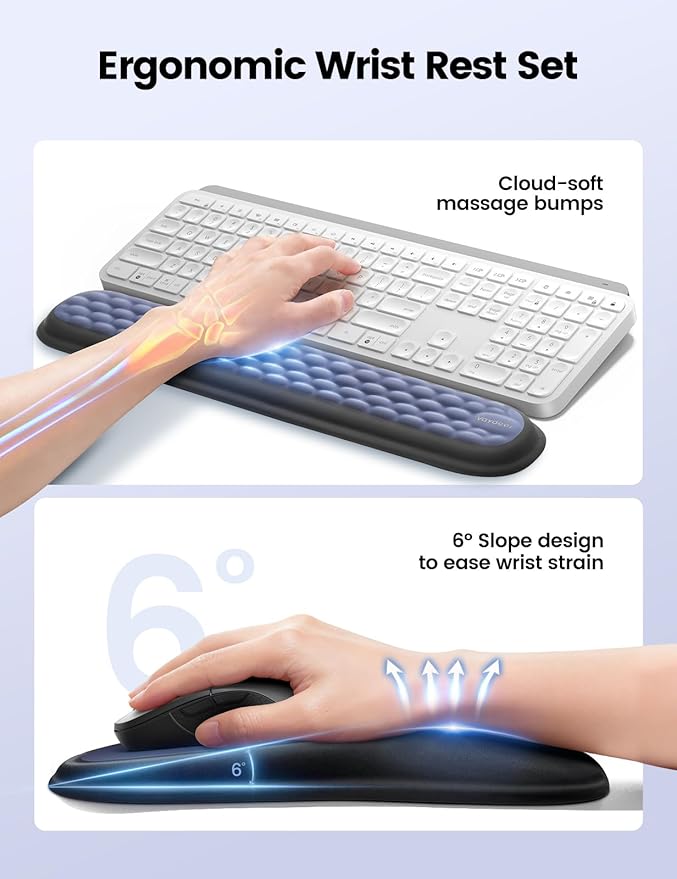 meatanty Keyboard and Mouse Pad Wrist Rest Set, Ergonomic Wrist Pad Support - Image 3