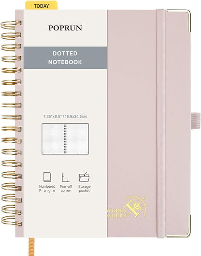 POPRUN Spiral Bullet Dotted Journal Notebook, 7-1/4" x 9-1/2" by POPRUN