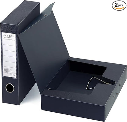 HUA JIE 2 Pack A4 Storage File Boxes Archives Case, 65mm Spine, Box File by HUA+JIE
