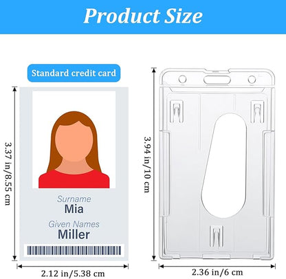 25 Pack Vertical 2-Card Badge Holder, Heavy Duty Hard Plastic ID Card Holder - Image 2