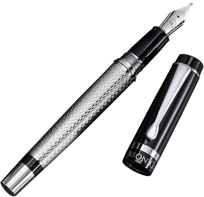 Webson Gill ‘The Raider’ Silver Luxury Executive Fountain Pen, Polished Lacquer by WebsonGill