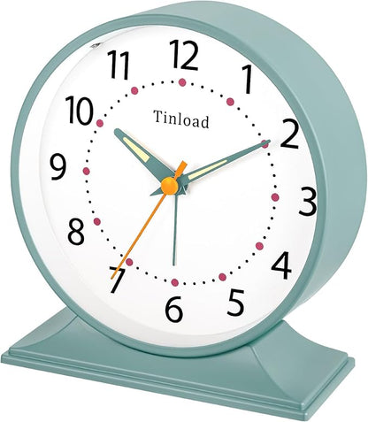 Tinload 4.5" Antique Retro Analog Alarm Clock, Small Silent Bedside Desk Clock - Image 2