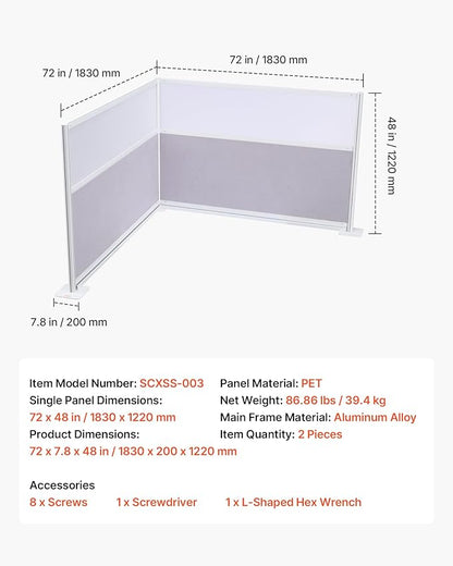 VEVOR Office Divider Privacy Partitions, PET Workstation Cubicle Partition - Image 7