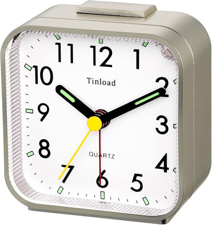 Tinload Small Battery Operated Analog Travel Alarm Clock Silent Non Ticking - Image 2