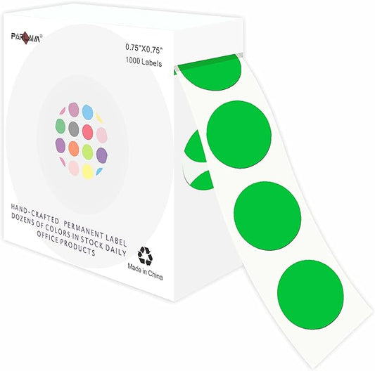 PARLAIM 3/4 Inch Roll Color Coding Labels, 1000 per Roll Round Permanent by PARLAIM