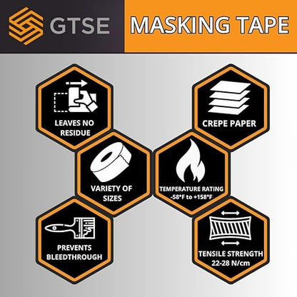 GTSE Wide Masking Tape, 4 inches x 55 Yards, 24 Rolls - Image 7