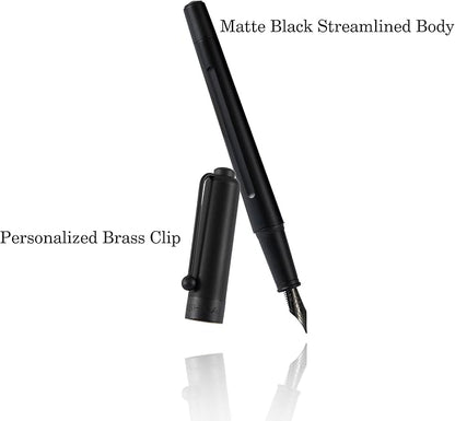 HUASHILAI Luxury Matte Black Forest Fountain Pen Set, Titanium Black Extra Fine - Image 3