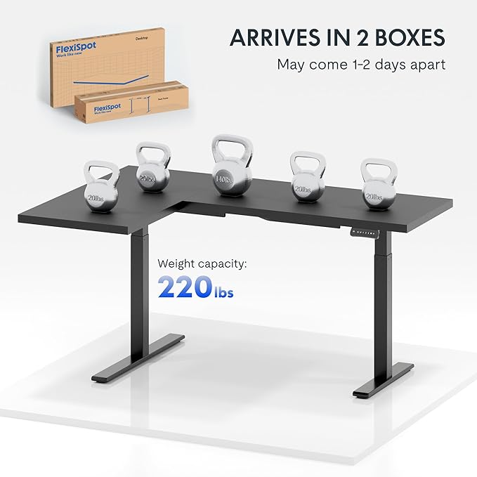FLEXISPOT 63 inch L-Shaped Standing Desk, Electric Height Adjustable Desk - Image 6