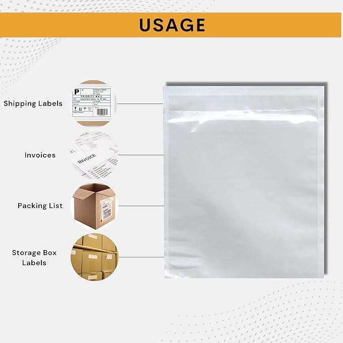500 Pack 6"x9" Shipping Label Sleeves – Clear Self-Adhesive Packing Slip Pouches - Image 7