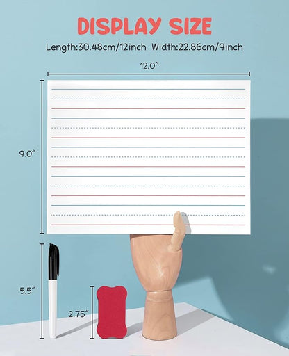 GAMENOTE White Board Dry Erase, Small Magnetic Lined White Board Set, Double - Image 5