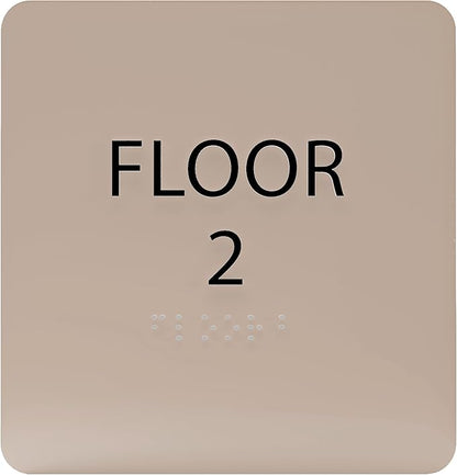 Khaki w/Black ADA Floor 2 Sign by ADACentralSigns