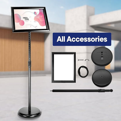 SENZHIYI Heavy Duty Poster Sign Stand Holder Adjustable Snap Open Aluminum - Image 7