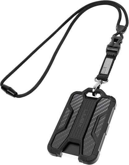 LIUGX Badge Holder with Heavy Duty Breakaway Lanyard, Carbon Fiber-Texture by LIUGX
