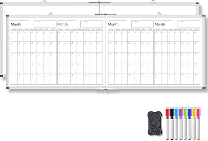 Lincia 48" x 18" Magnetic Horizontal 4 Month Dry Erase Calendar by Lincia