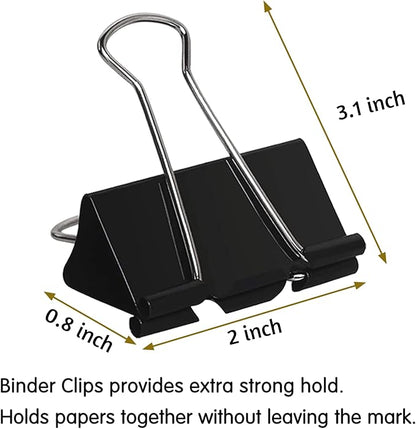 2 Inch Extra Large Binder Clips 48 Pack, Jumbo Paper Clips, Big Paper Clamps - Image 2