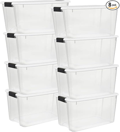 Sterilite 8 Pack Ultra Latching Box, Storage Bins by Sterilite