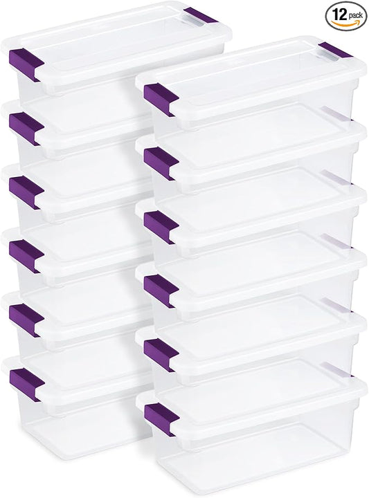 Sterilite 12-Pack 6 Quart ClearView Latch Box, Stackable Organizer Bins by Sterilite