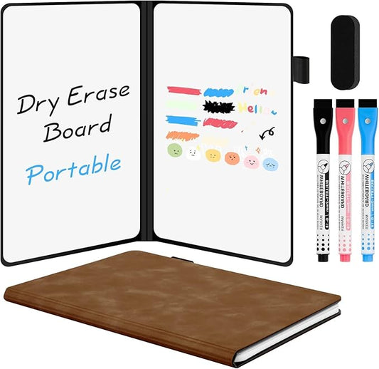 AGM Portable White Board Dry Erase Notebook, 8.4" x 6" Double Sided Folding by AGM