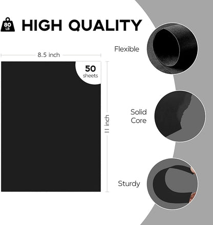 50 Sheets Black Cardstock 8.5 x 11 Thick Paper, Goefun 80lb Card Stock Paper - Image 2