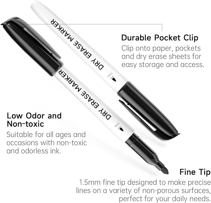 Lineon 100 Bulk Pack Black Whiteboard Markers - Image 3