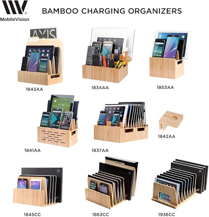Bamboo Universal Multi Device Cord Organizer Stand and Charging Station - Image 5