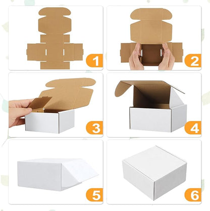 Eupako 4x4x2" Corrugated Box Mailers 50 Pack White Cardboard Small Shipping - Image 3