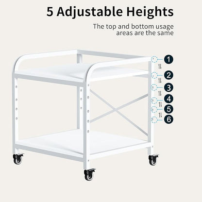 Vokumba 20 Inches Large White Printer Stand, 2-Tier Under Desk Printer Table - Image 3